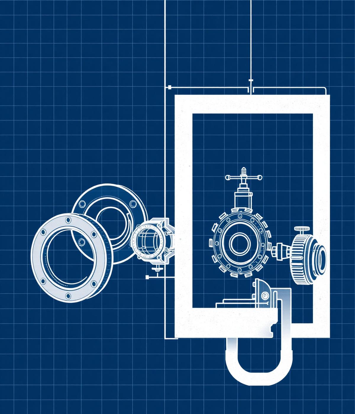 Industrial technical blueprint illustration